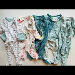 Newborn Girl Footie PJ’s, lot of 5